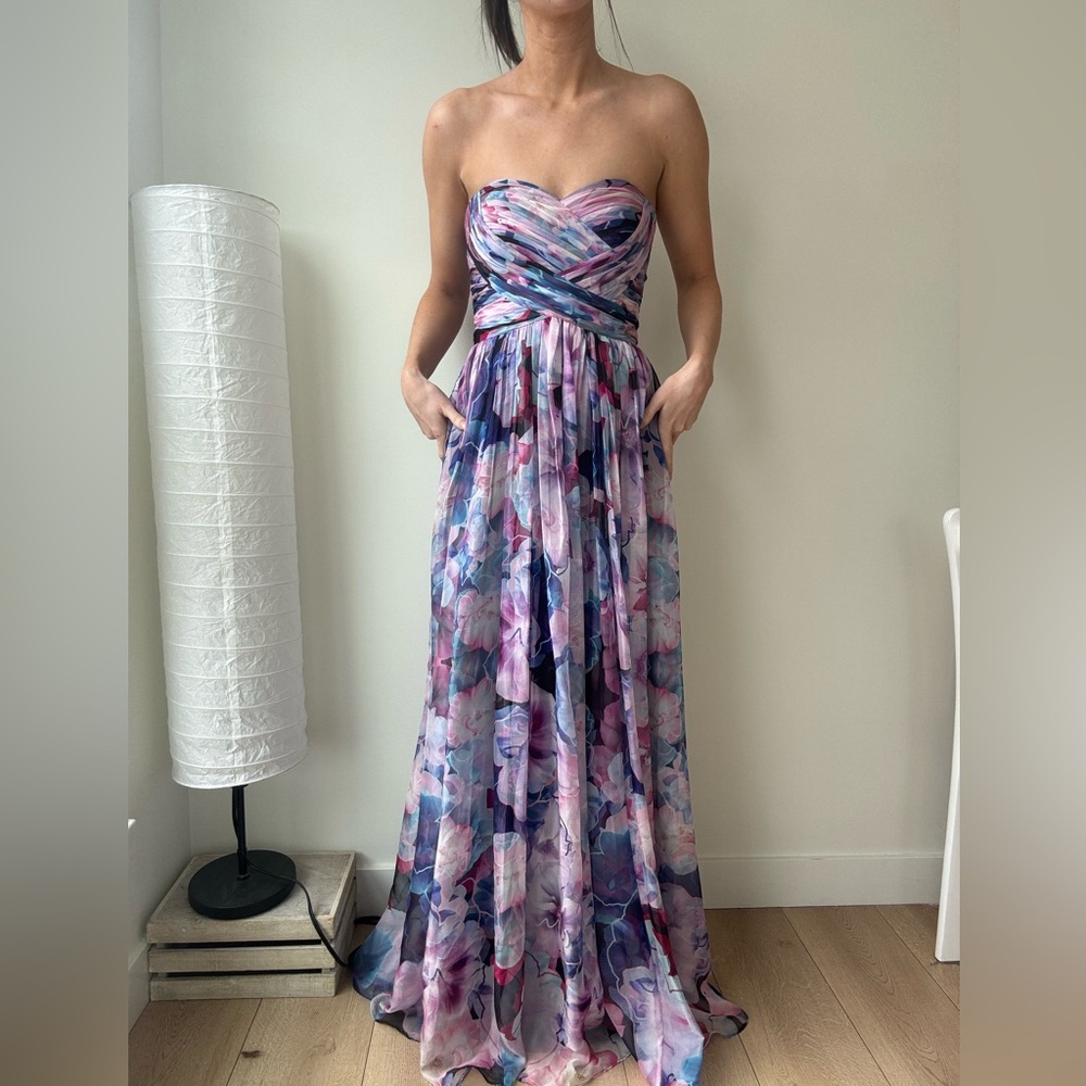 Lulus Bariano Special Effects Purple Floral Print Maxi Dress- XS - Picture 5 of 8